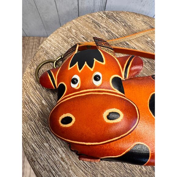 Genuine Leather Brown Cow Wristlet Wallet Leather Coin Purse NEW FAST SHIP - Picture 3 of 6